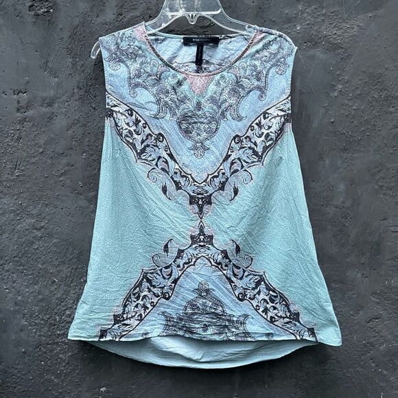 BCBG MAX AZRIA ADONIA PAISLEY FLORAL MOTIF SCARF PRINT OPEN BACK DRAPE TANK S - Picture 3 of 9